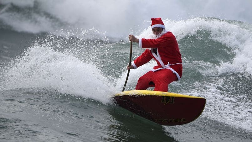 stand up paddle noel santa claus pere noel