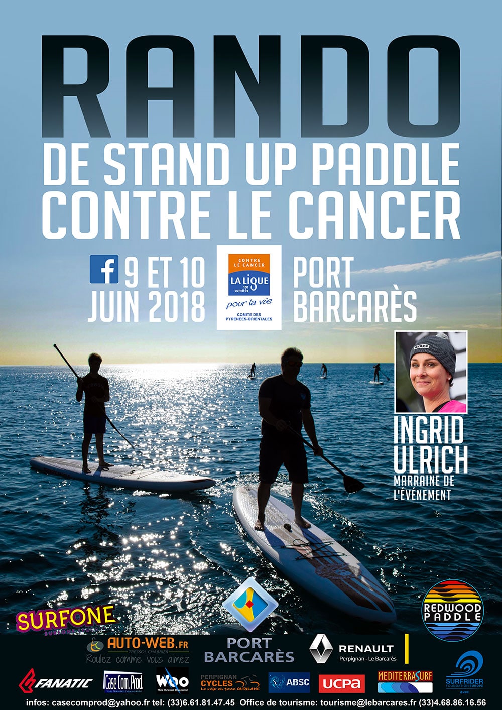 Evénement stand up paddle sur le Barcarès au profit de la Ligue contre le Cancer